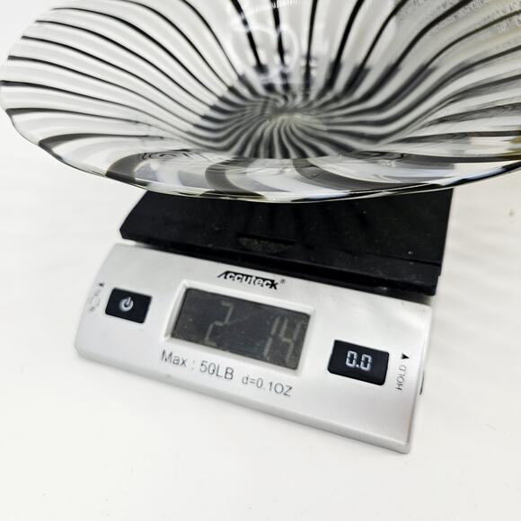 DINO MARTENS MCM MURANO ART GLASS MEZZA FILIGRANA BIANCO NERO FREEFORM OVAL BOWL - Picture 11 of 11